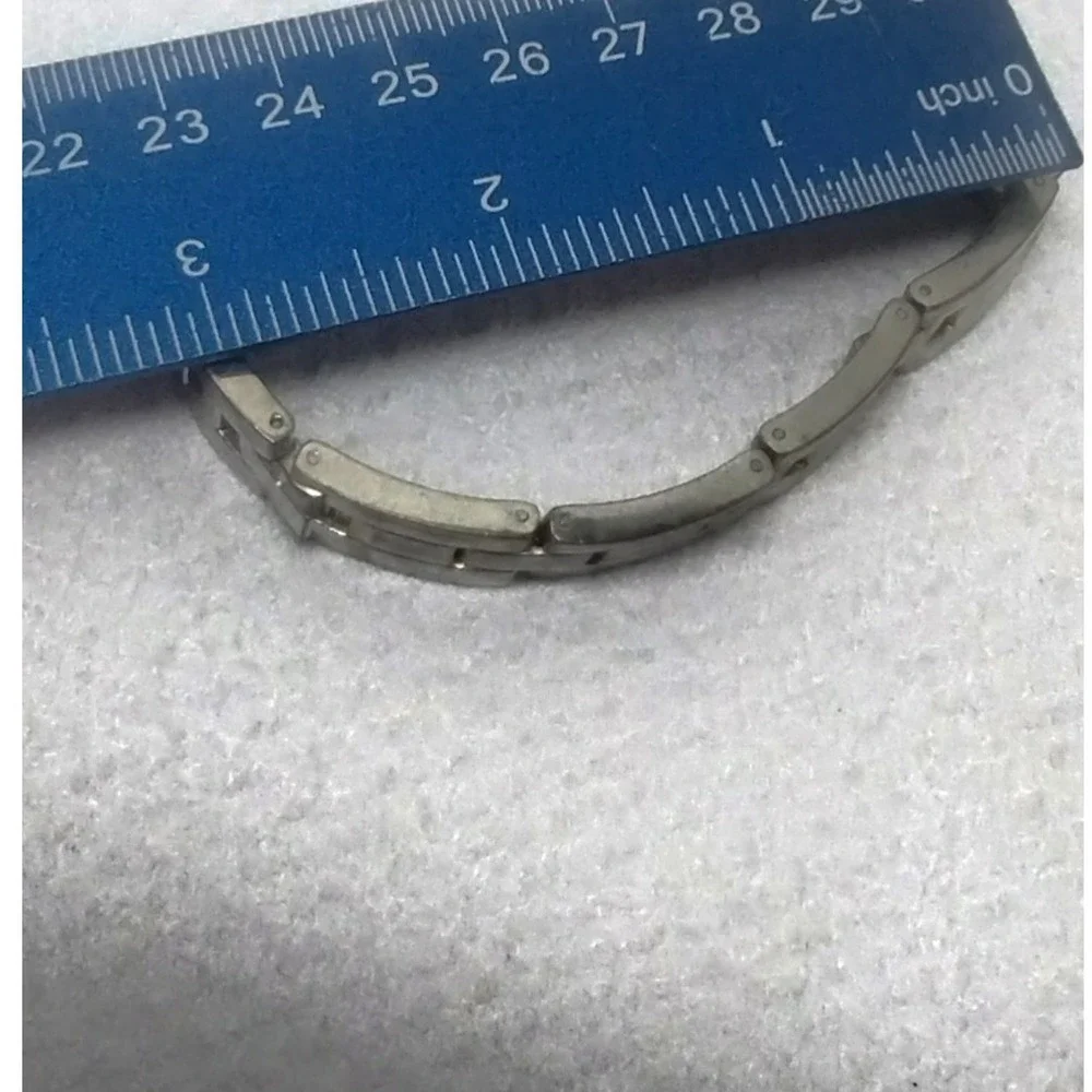 Two Tone Silver Gold Brick Link Bracelet 7.5 Inch Unisex Mixed Metal Gorpcore